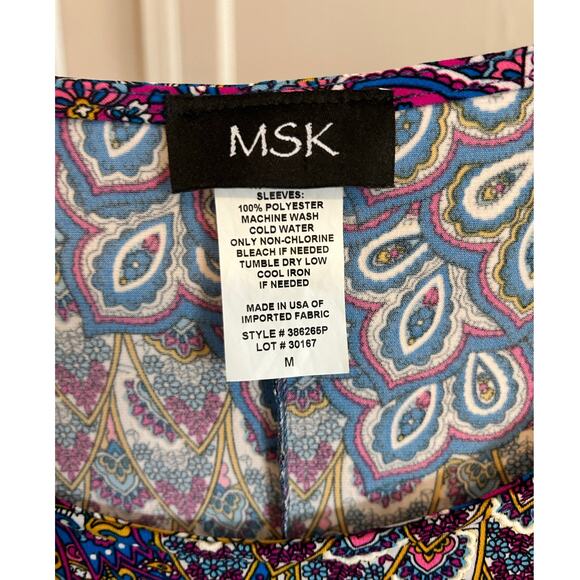 MSK Boho Bell Sleeve Dress M Multicolor Shift Dress EUC - Picture 3 of 14